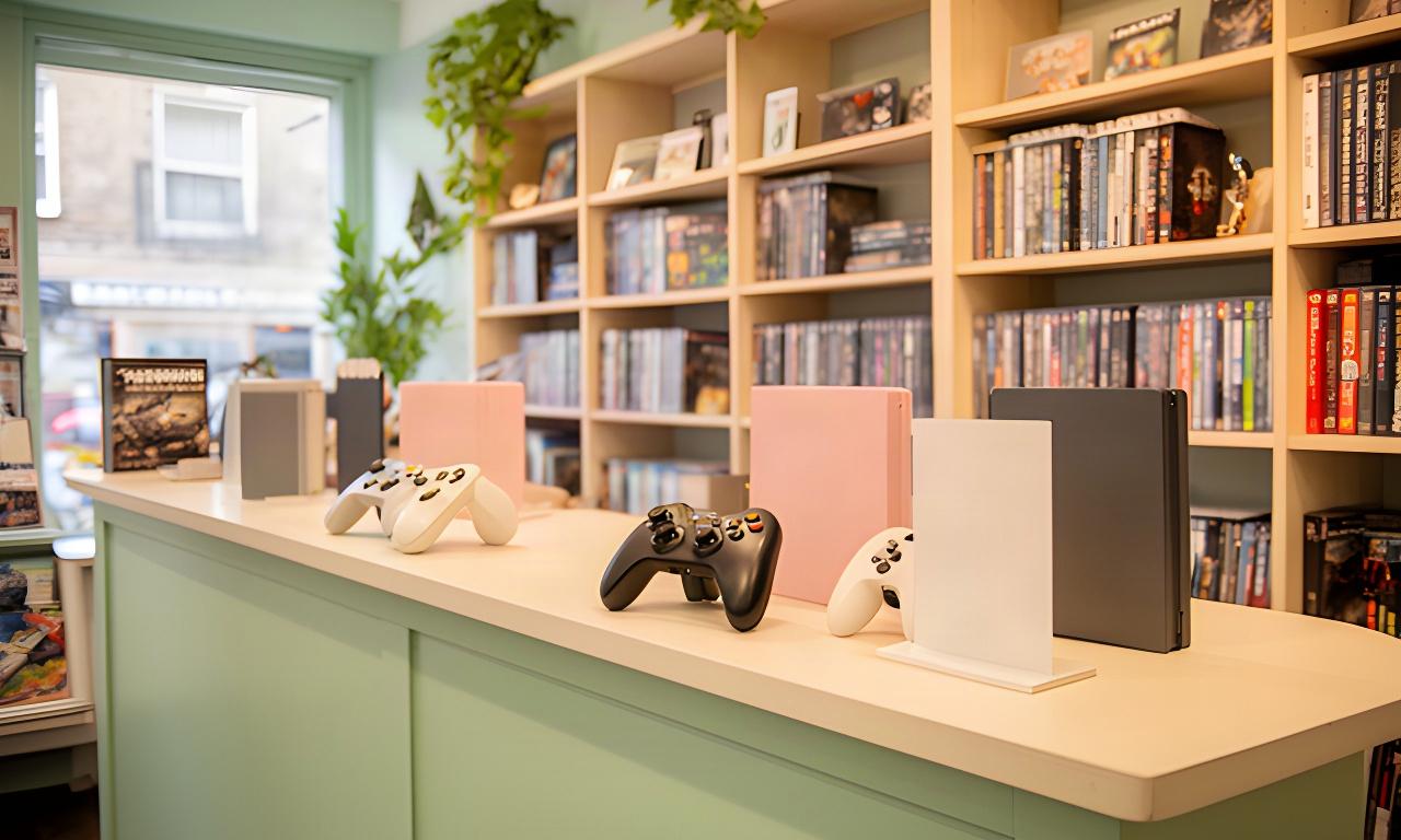 Family-run independent games shop in Shanklin with neatly arranged shelves and a welcoming counter